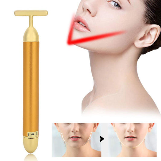 golden face massager T bar facial tool for jawline lifting sculpting and anti aging care