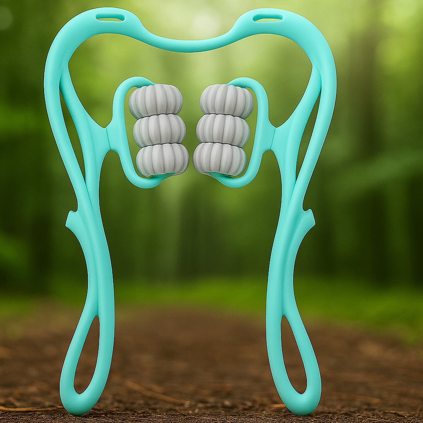 turquoise handheld dual roller massager for neck and shoulders home neck and shoulder relaxation gadget