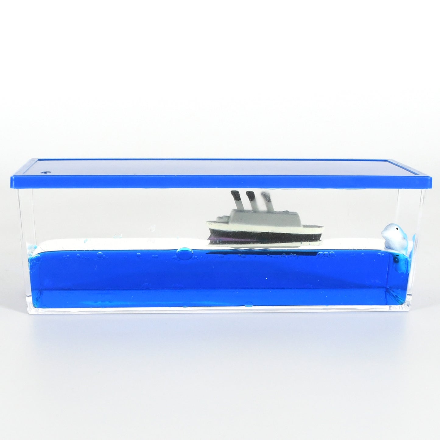 blue liquid dashboard ornament with moving ship and dolphin unique car interior decoration gift