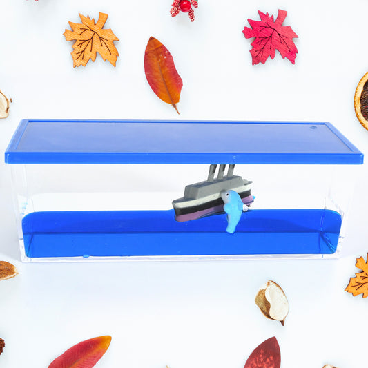 dashboard wave tank ornament with blue liquid and floating ship and dolphin unique car interior decoration gift