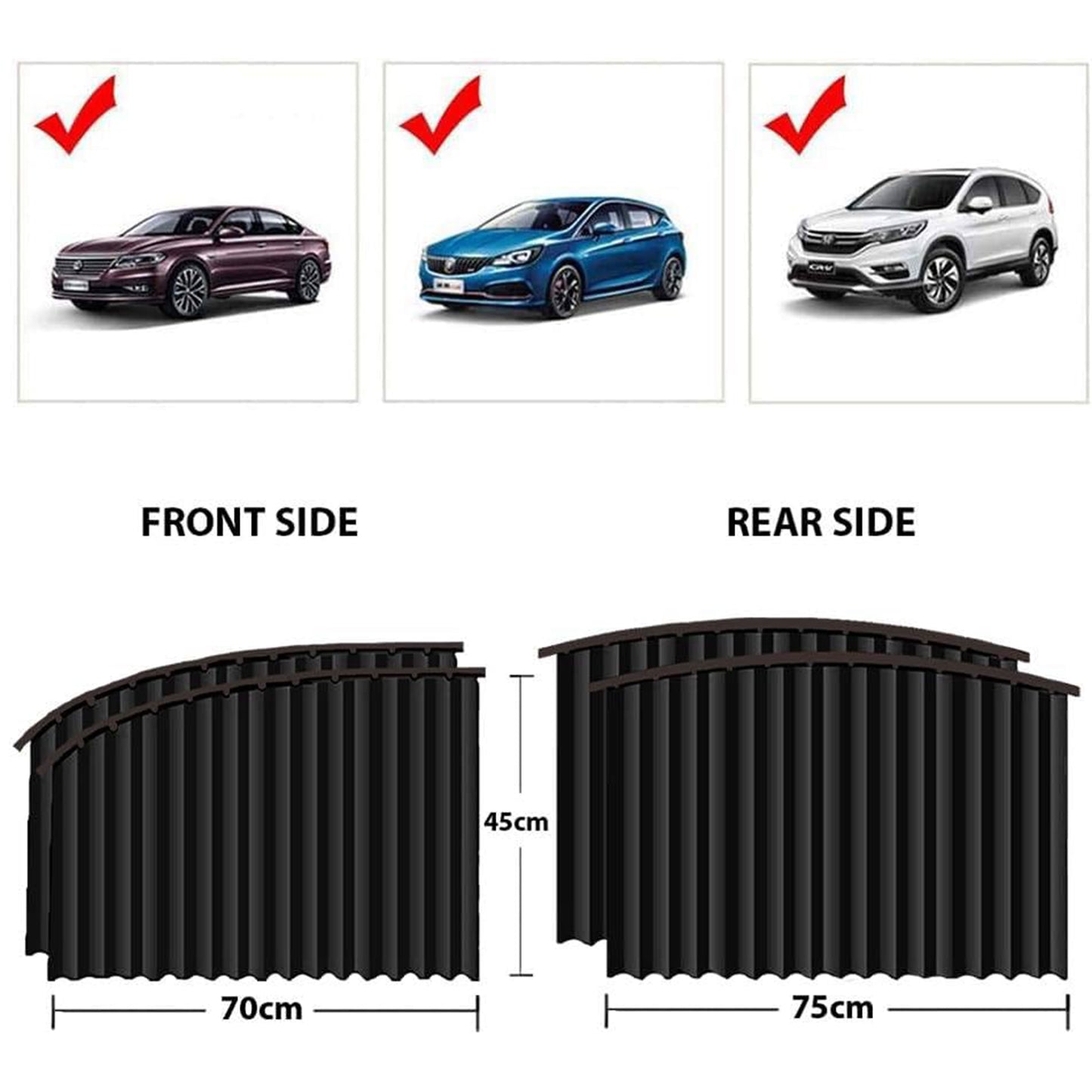 universal black front and rear bumper protector panels for cars 70cm 75cm 45cm height