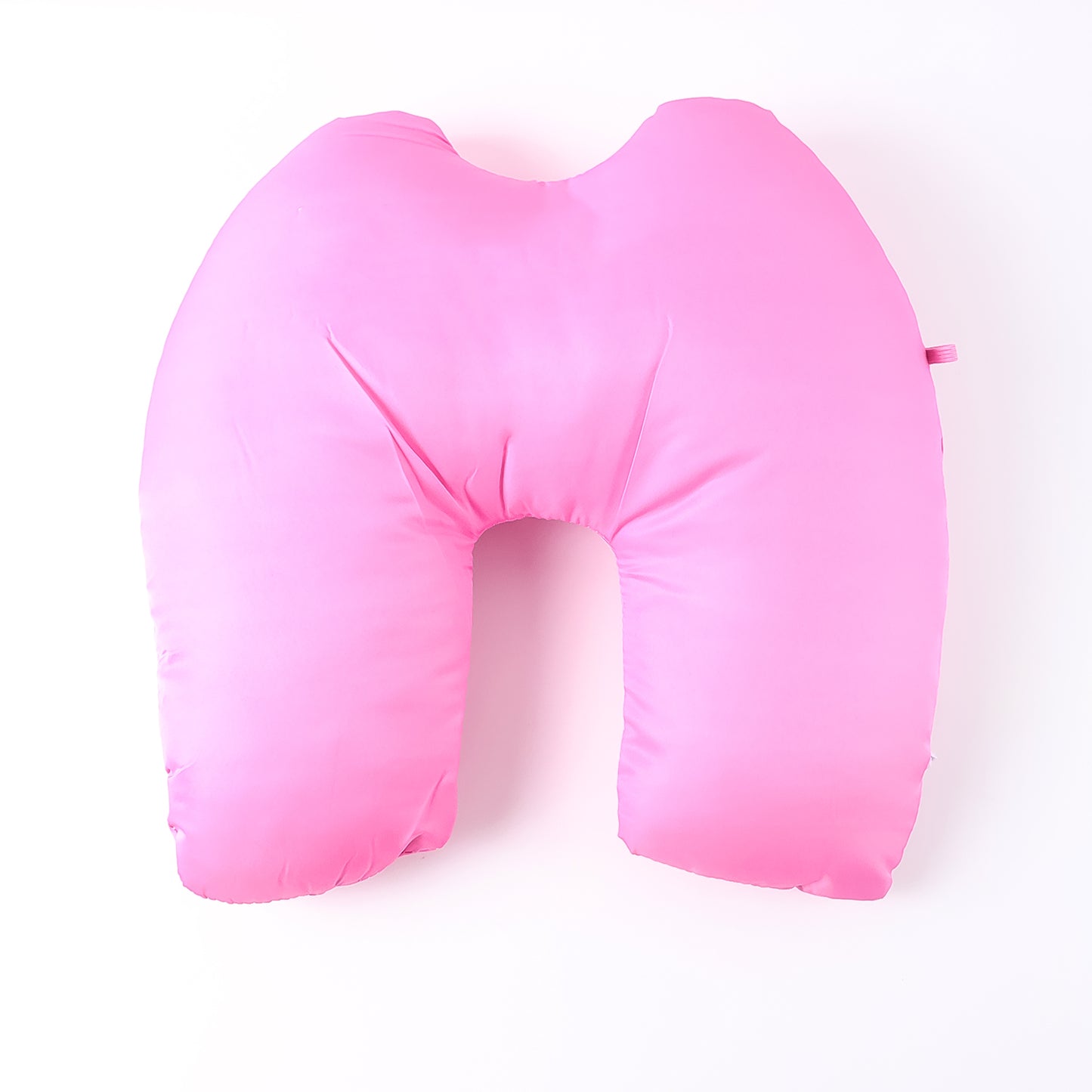 pink U shaped travel neck pillow for airplanes with soft supportive memory foam for comfortable flights