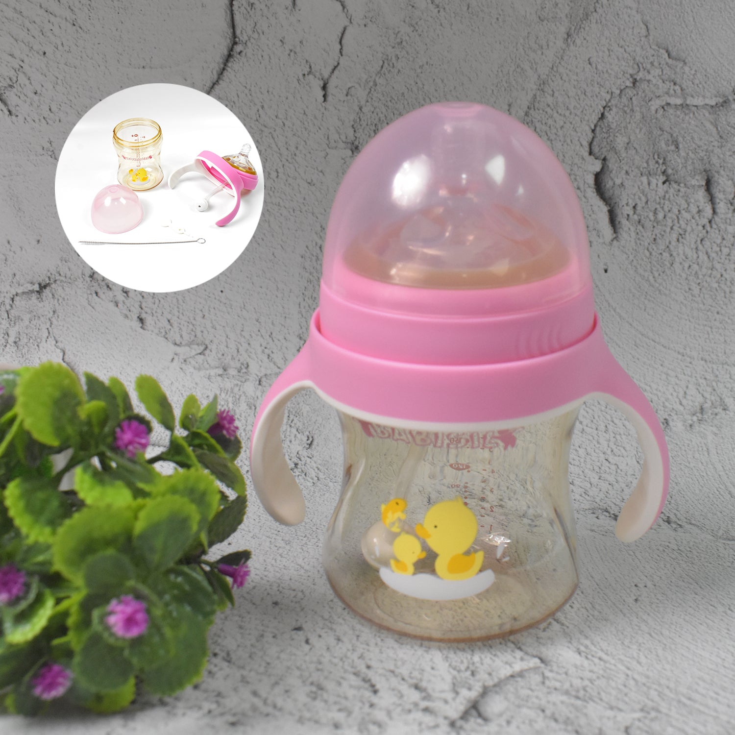 Plastic Baby Feeding Bottle With Handles Cleaning Brush  Straw (240 Ml  1 Pc) z2scch-xs.myshopify.com