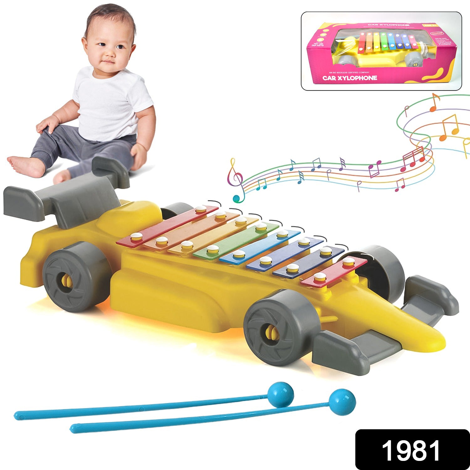 musical car xylophone toy yellow race car xylophone with rainbow keys and two blue mallets