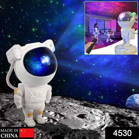 astronaut projector casting colorful nebula and starfield on ceiling galaxy projector night lamp for kids