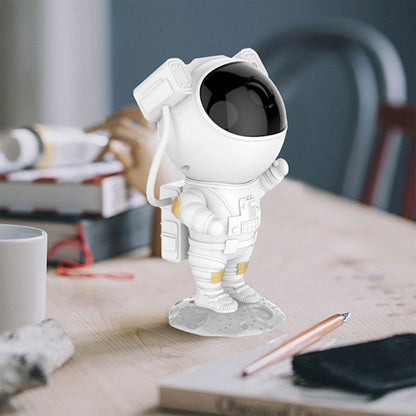 astronaut table lamp on moon base in white glossy helmet galaxy projector night lamp for kids