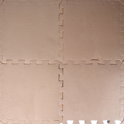 beige interlocking foam play mat showing textured puzzle seams soft puzzle mats for babies crawling protective floor