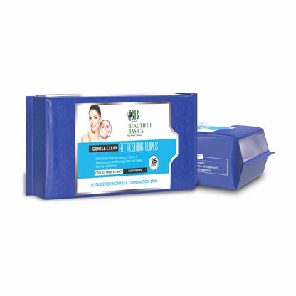 blue twin pack of 25 refreshing cleansing facial wipes suitable for combination skin face wipes for normal and oily skin