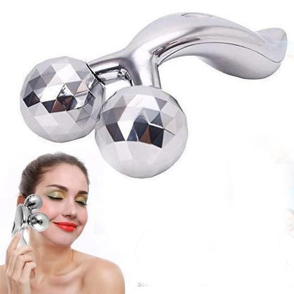 3D roller face massager stainless steel dual ball facial sculpting tool for lymphatic drainage