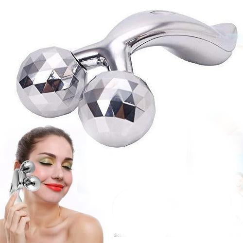 3D roller face massager stainless steel dual ball facial sculpting tool for lymphatic drainage