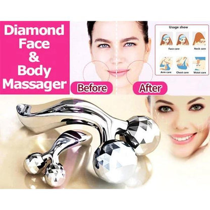 silver diamond 3D roller face massager for face and body contouring and lifting