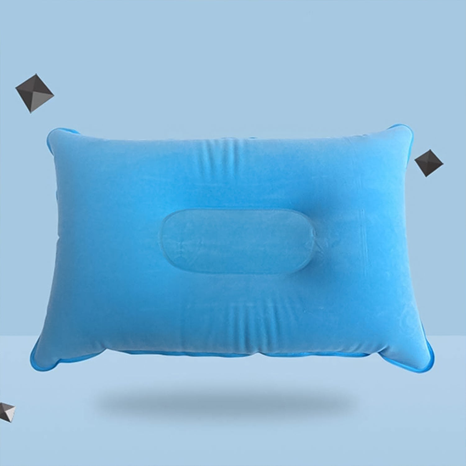 compact inflatable pillow for camping blue travel pillow with contoured center for neck support