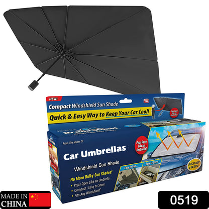 foldable car sunshade for front window umbrella style compact black windshield sun shade