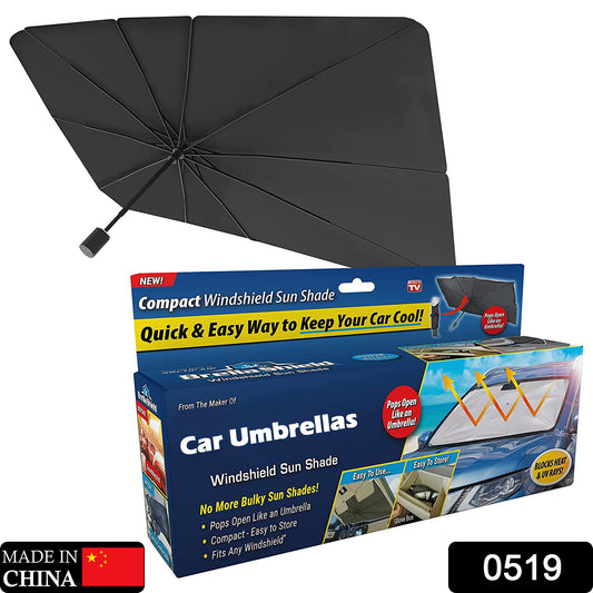 foldable car sunshade for front window umbrella style compact black windshield sun shade