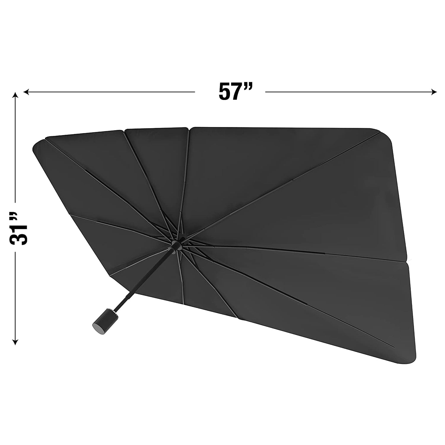 foldable car sunshade for front window 57 by 31 inches black foldable umbrella style windshield shade