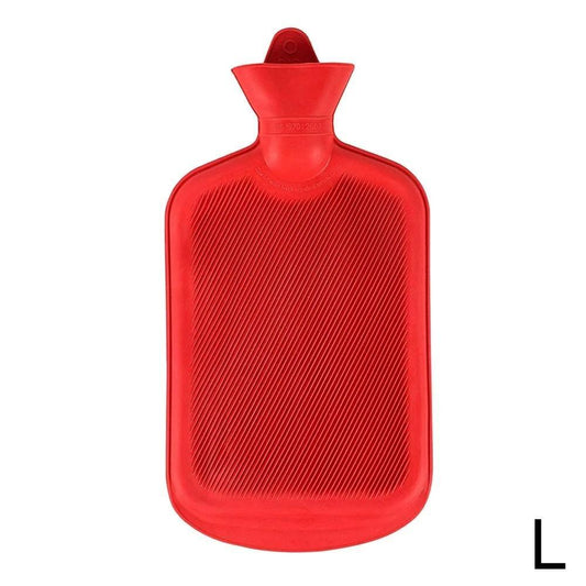 large rubber hot water bag for pain relief red textured surface screw cap durable rubber design