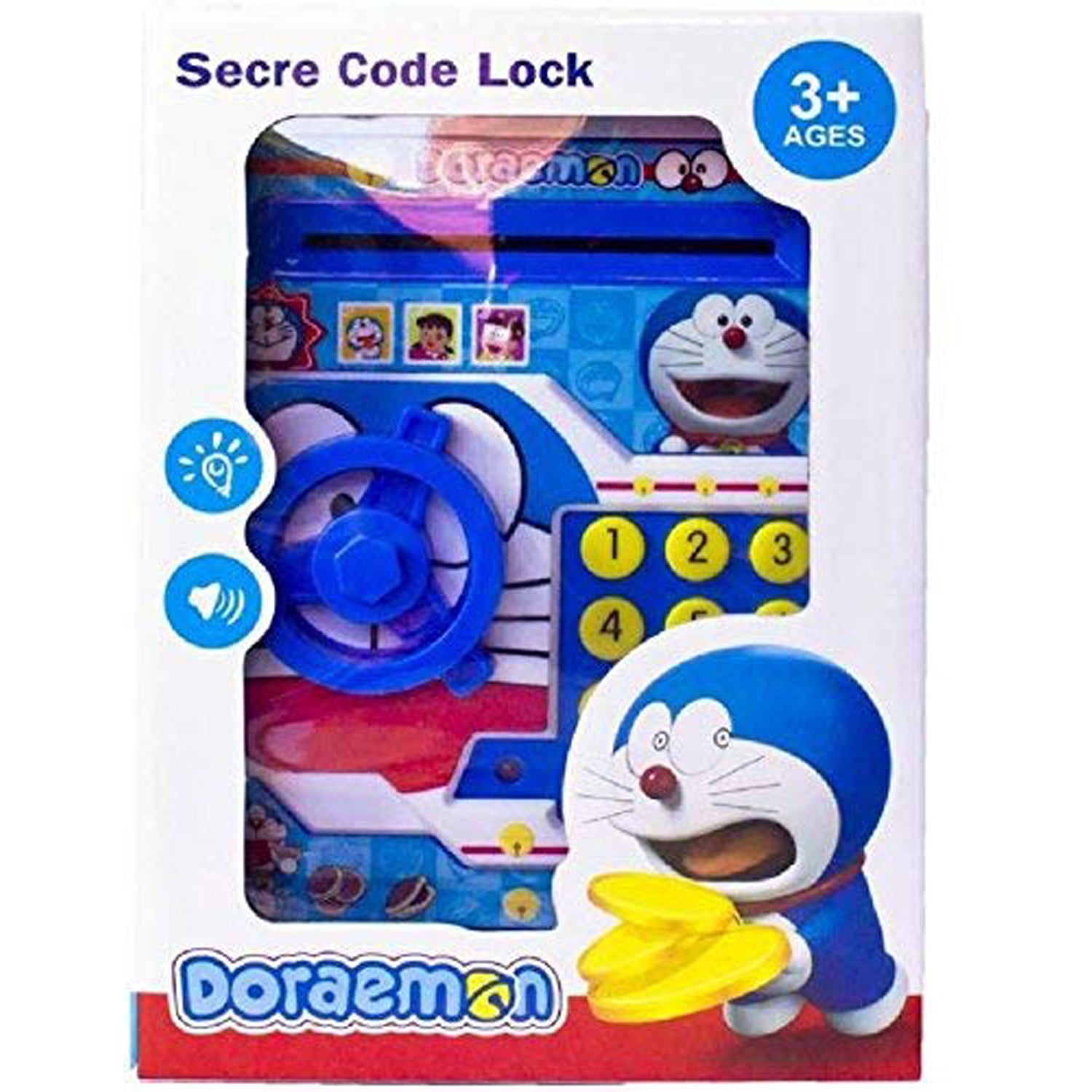 Doraemon secure code toy safe in box electronic lock piggy bank for kids gifts with keypad