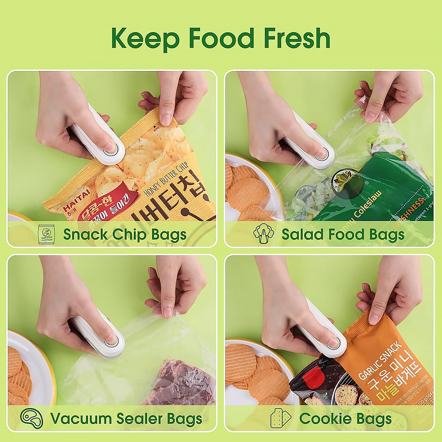 portable heat sealer and cutter sealing chip salad vacuum and cookie bags to keep food fresh