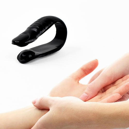 sugar control acupressure device black clip with hands demonstrating wrist acupressure for glucose support