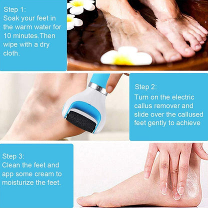 electronic dry foot file for hard skin with steps for effective foot care routine