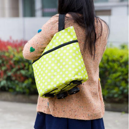 travel luggage trolley bag lime green polka dot compact wheeled shoulder bag ideal for urban travel