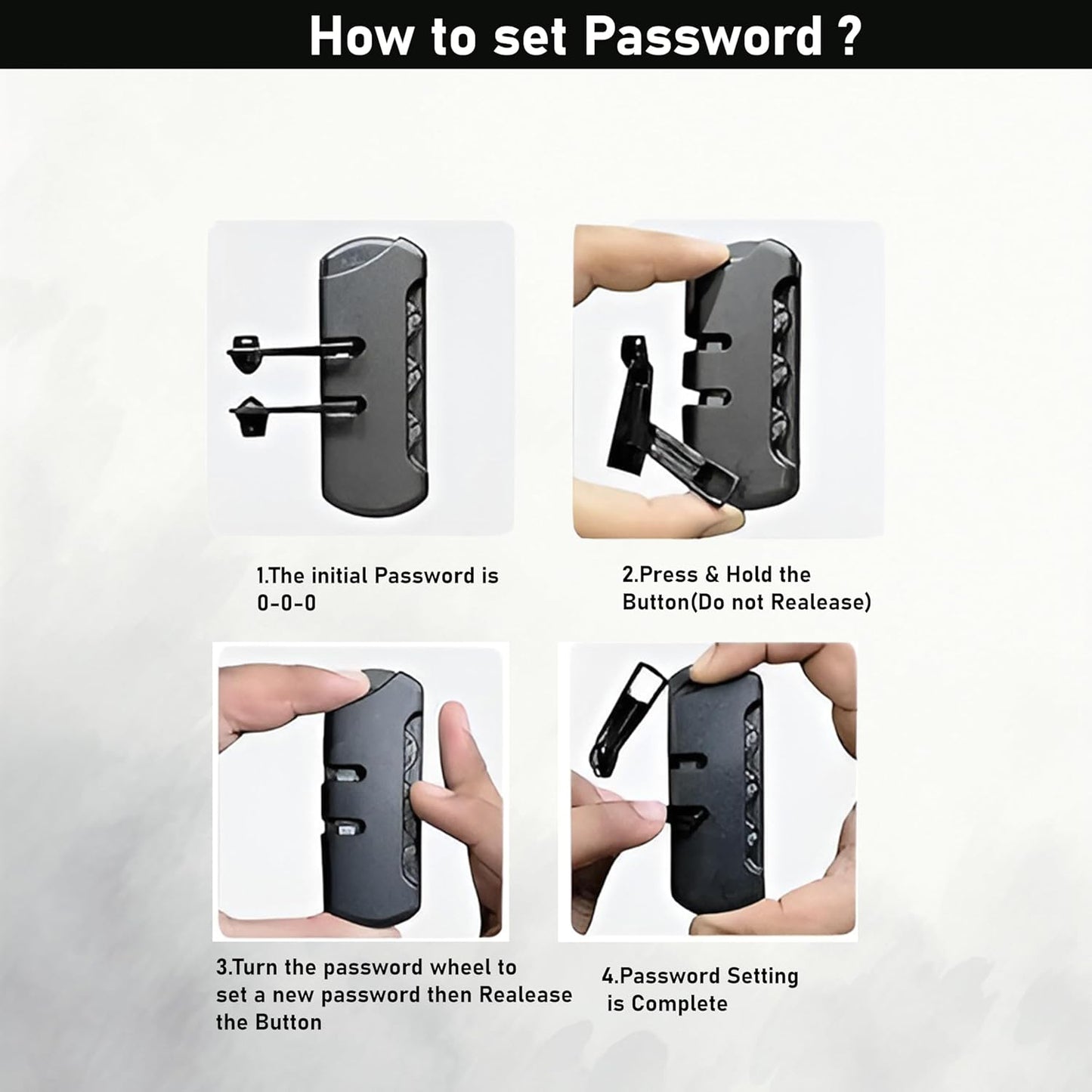 combination lock password setting instructions shown on a trendy shoulder bag for travel