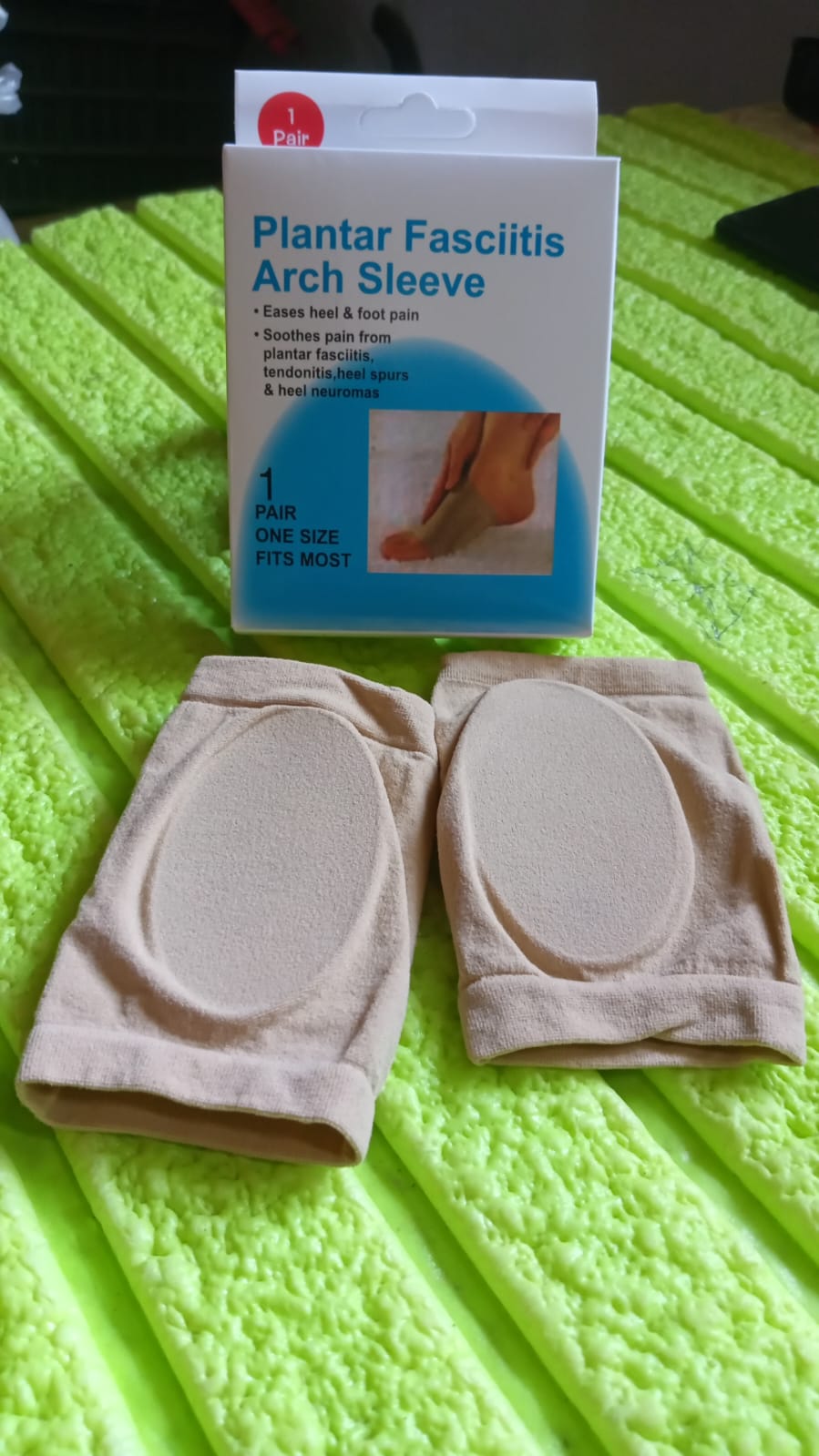 plantar fasciitis arch sleeve pair beige with packaging best foot care product for orthopedic shoes