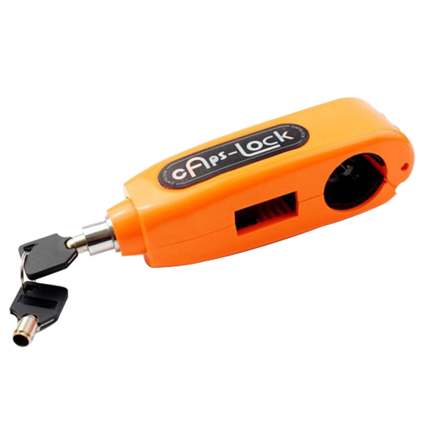 orange anti-theft brake lever lock for bikes with two keys shown compact handlebar security device