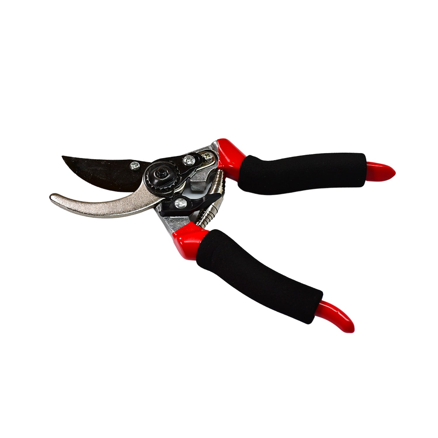 ergonomic bypass pruning shears with black foam handles and red accents best garden shears for home use