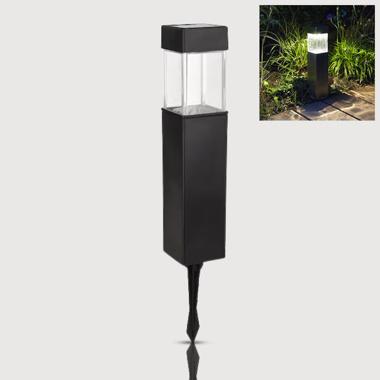 weatherproof solar park lighting black square stake garden path light with clear diffuser