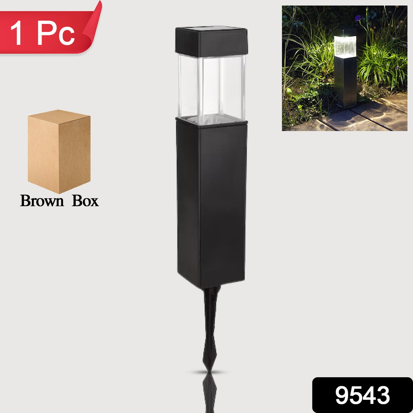 weatherproof solar park lighting black stake LED garden post light with brown box included for pathways