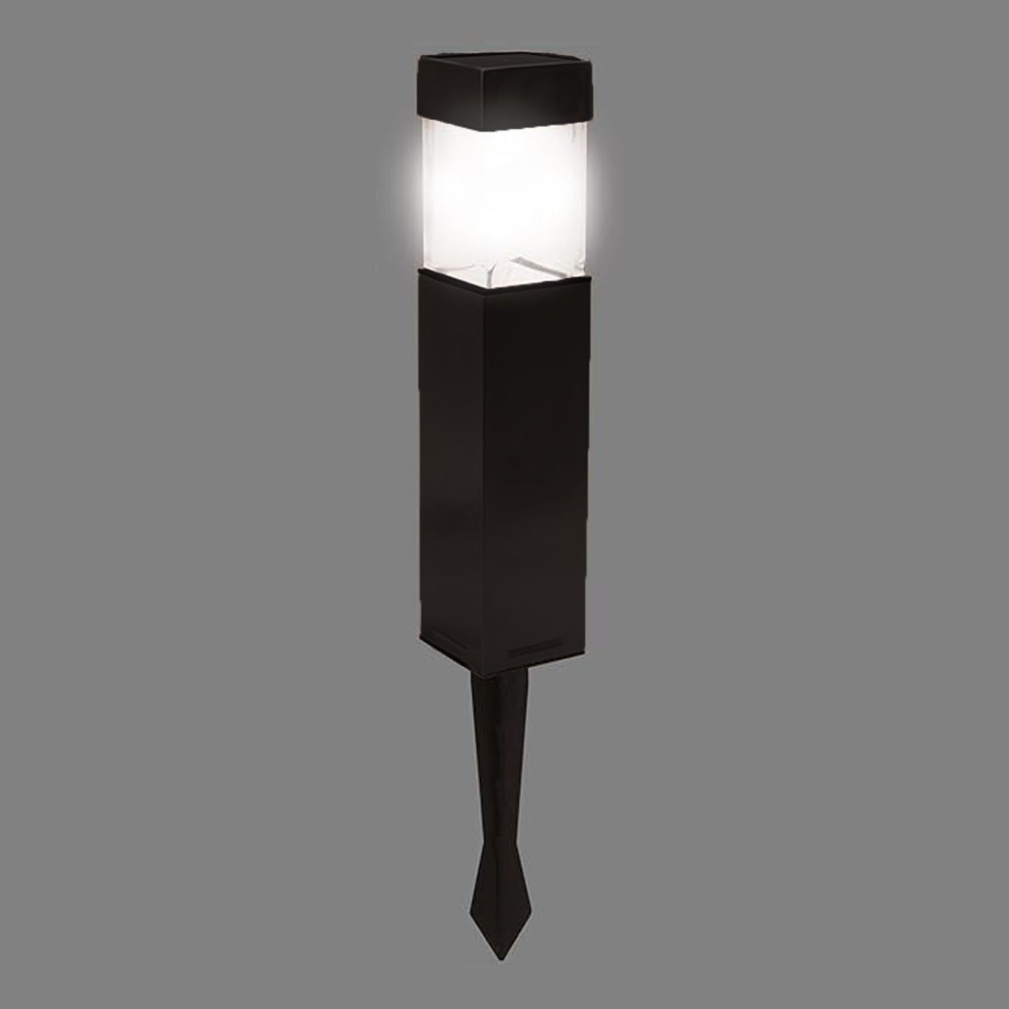 weatherproof solar park lighting black square stake path lamp with frosted diffuser for garden beds