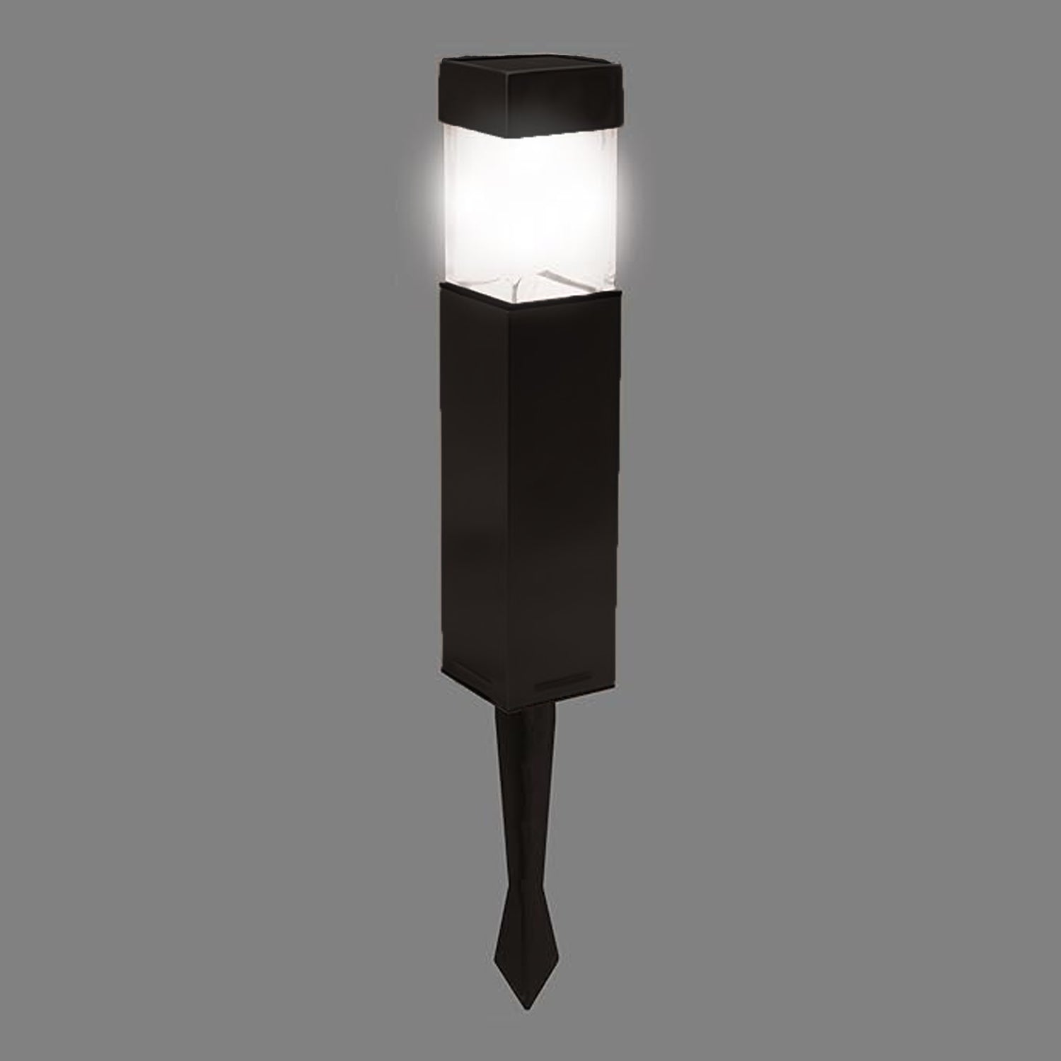 weatherproof solar park lighting black square stake path lamp with frosted diffuser for garden beds