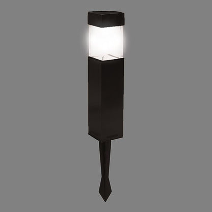 weatherproof solar park lighting black square stake path lamp with frosted diffuser for garden beds