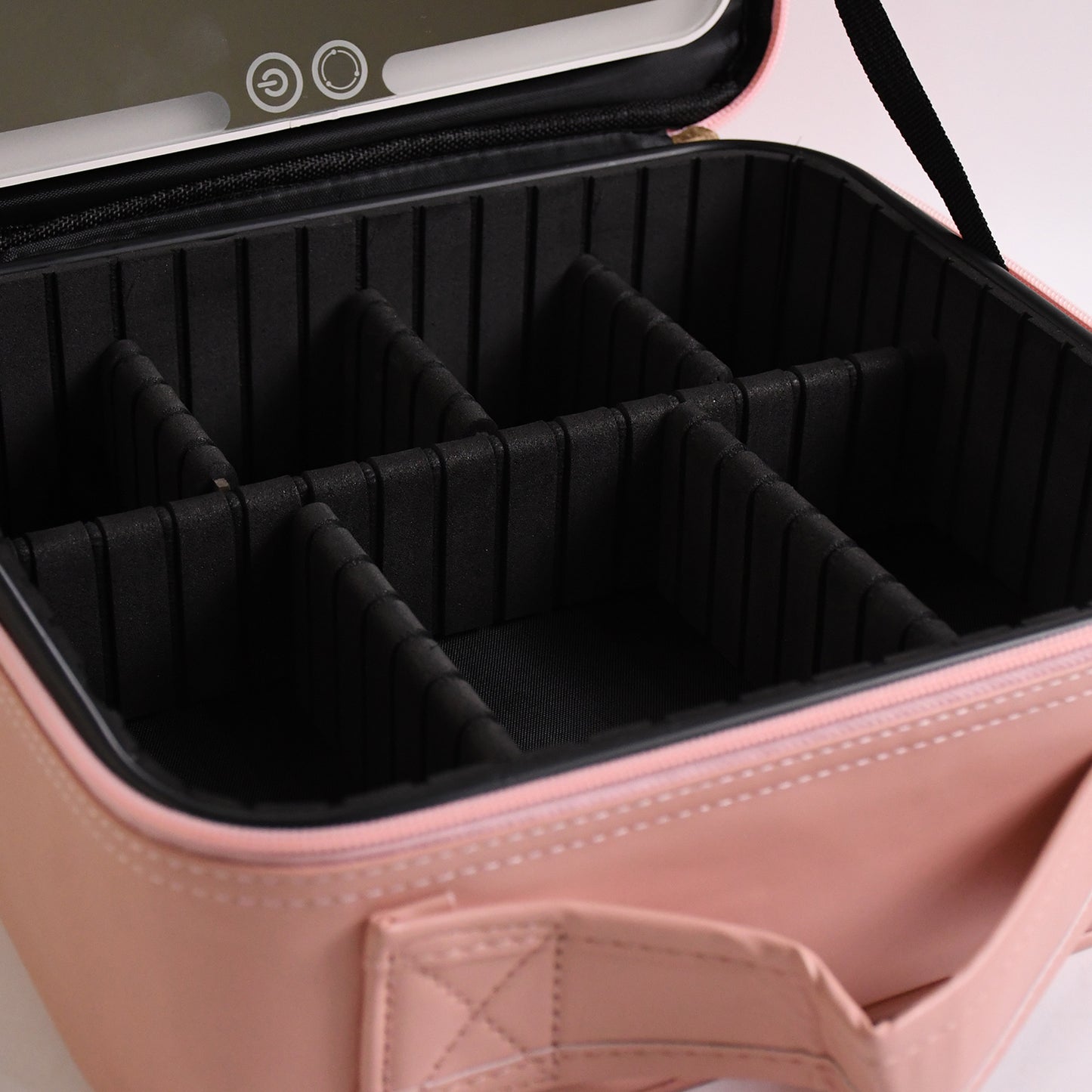 pink travel case premium makeup storage with mirror adjustable foam dividers and handle
