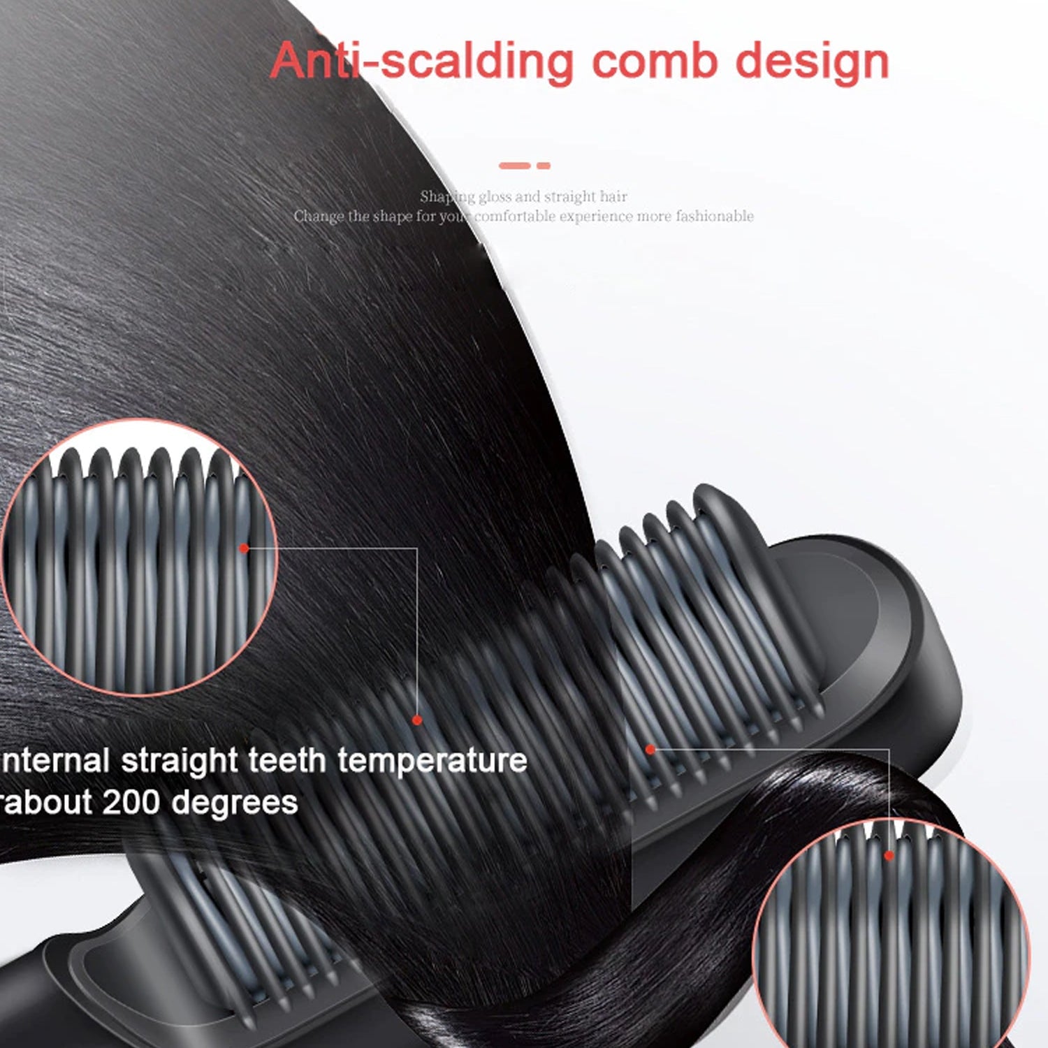 hair straightener with scalp massager featuring anti-scalding comb design for safe styling