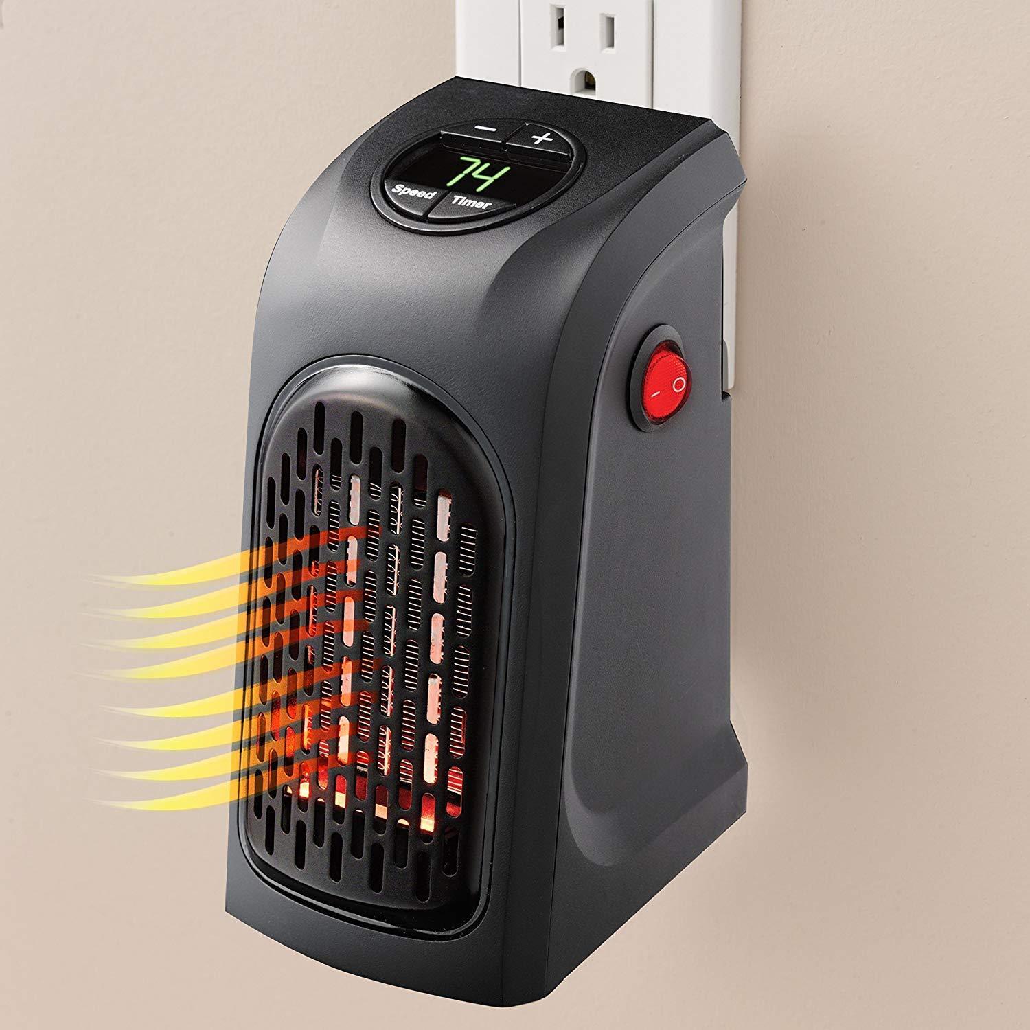 portable handy room heater plug in compact ceramic heater with digital thermostat display