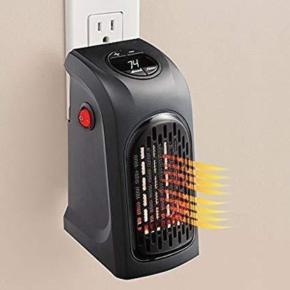 portable handy room heater plug in compact electric heater with digital display and safety grill