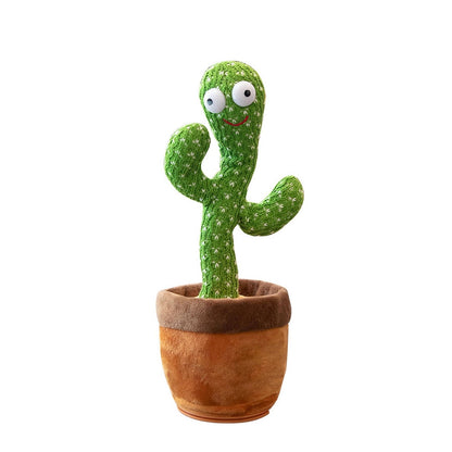 plush toy funny baby dancing cactus in brown pot smiling with googly eyes for nursery