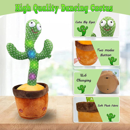 funny baby dancing cactus plush toy in pot USB rechargeable soft plush fabric