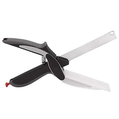 stainless steel food chopper tool handheld kitchen chopper scissors with safety lock and spring handle