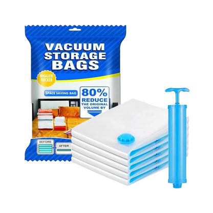 travel vacuum bags for packing clothes set with blue hand pump white compressed bags and 80 percent space saving
