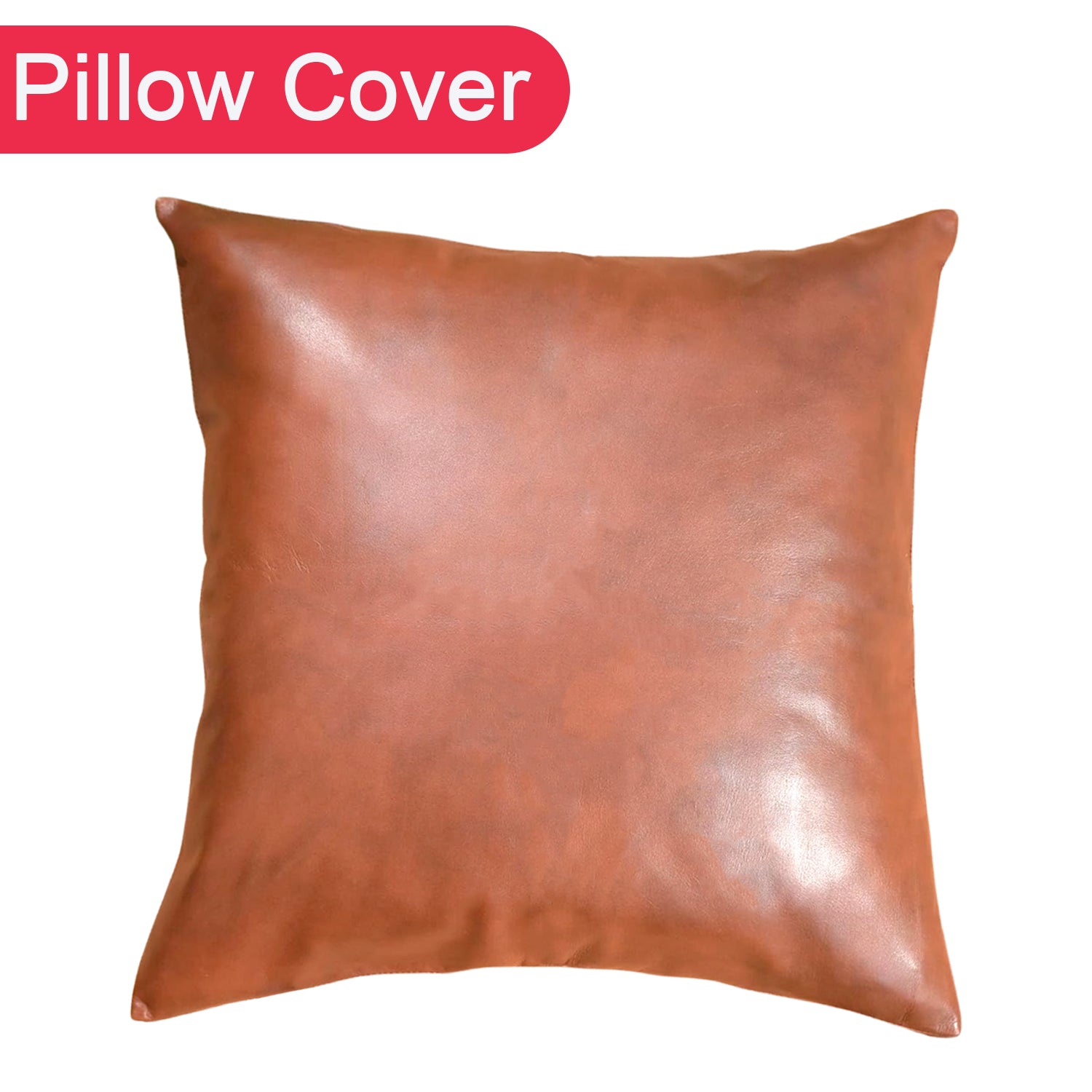 brown leather look square pillow cover with smooth finish modern home decor pillowcase for sofa and living room