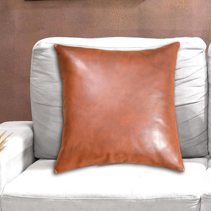 brown faux leather square modern home decor pillowcase on white sofa for living room