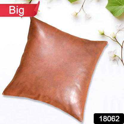 modern home decor pillowcase brown faux leather square throw pillow cover for sofa and bed