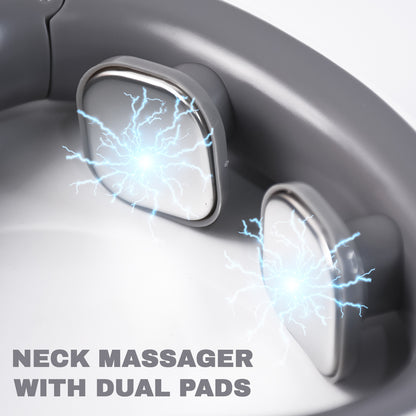 electric neck massager for pain relief with dual electrode pads showing electric stimulation