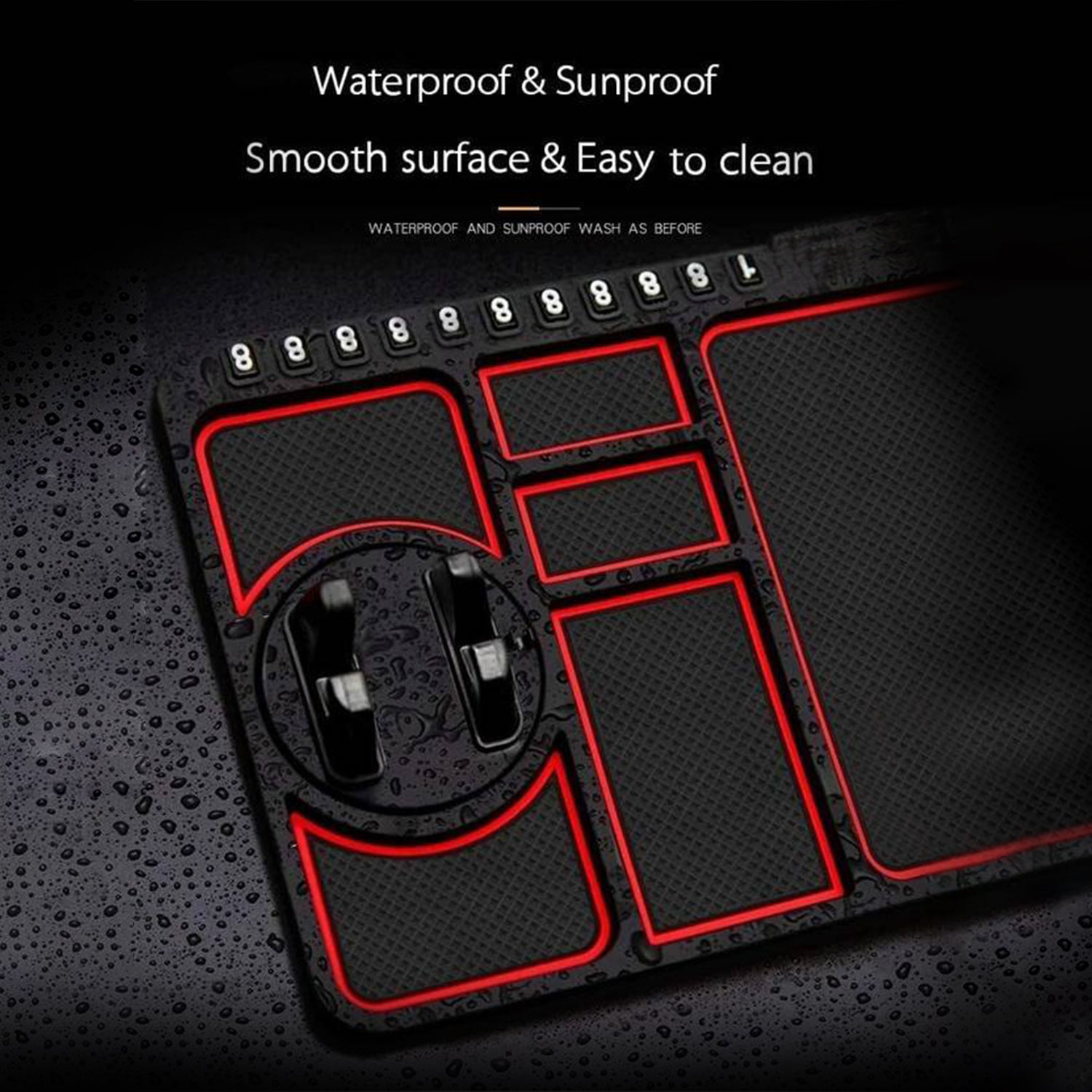 anti slip dashboard phone pad set with red trim waterproof sunproof car cup holder and console mats