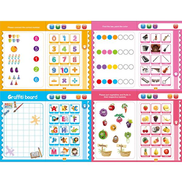 musical learning book for kids featuring colorful activity pages with numbers colors letters fruits and musical instruments