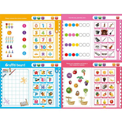 musical learning book for kids featuring colorful activity pages with numbers colors letters fruits and musical instruments