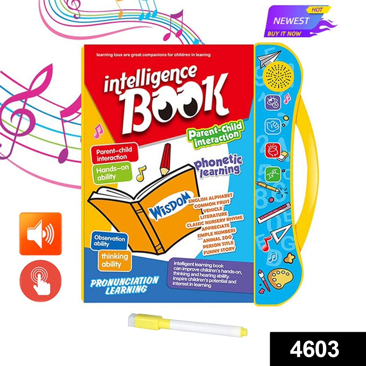 musical learning book for kids colorful electronic phonics toy with handle sound buttons and pen